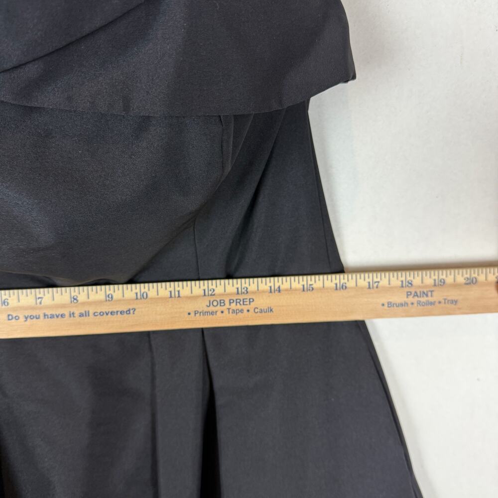 White House Black Market Poplin Midi Dress‎ Women's 12 Black Back Zip Pleated - Picture 13 of 14